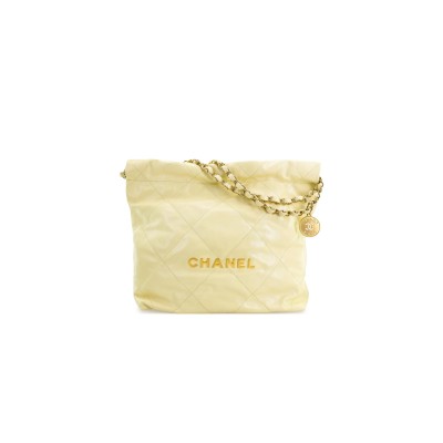 CHANEL 22 BAG YELLOW CALFSKIN GOLD HARDWARE AS3260 (39*35*7cm)